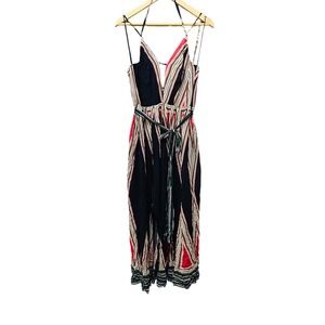 Miss Avenue Boho Striped Plunge V-Neck Maxi Dress NWT Small